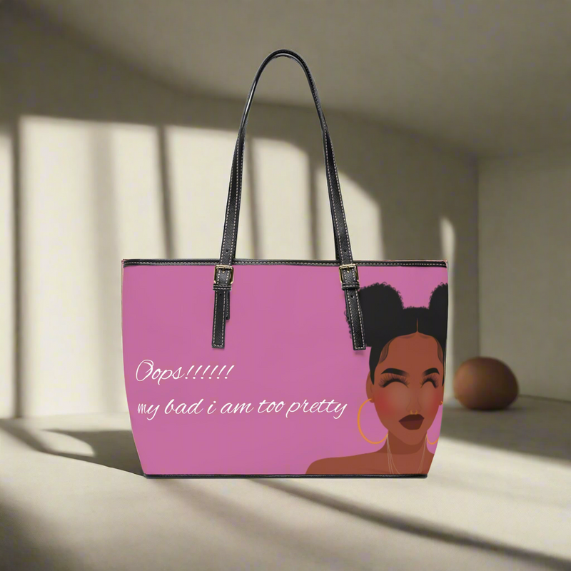 Shoulder Bag - Pink Bowtie Girl Boss Logo with 'I'm Too Pretty' Design