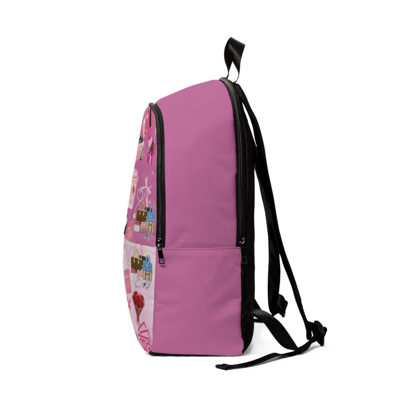 Trendy Pink Unisex Fabric Backpack - Fashion & Fun Design for Everyday Use