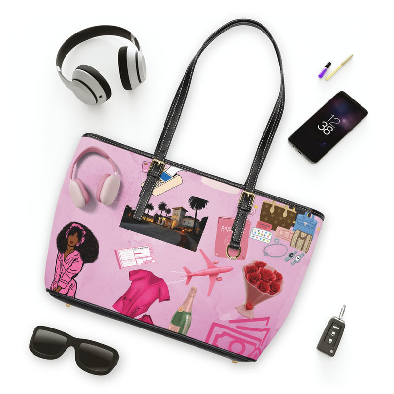 Chic PU Leather Shoulder Bag - Stylish Pink Tote for Fashion Lovers