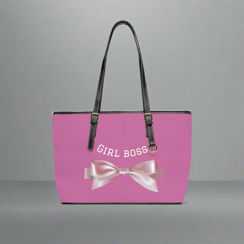 Shoulder Bag - Pink Bowtie Girl Boss Logo with 'I'm Too Pretty' Design