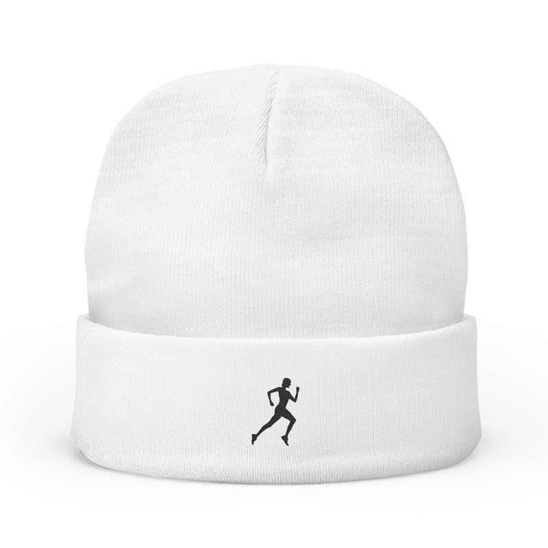 Running Man Knit Beanie | Embroidered Winter Hat for Runners & Athletes | Cozy Beanie for Sports, Gifts, Outdoor Activities