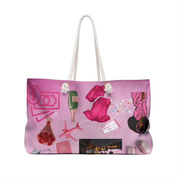 Chic Pink Weekender Bag - Stylish Travel Tote for Girls' Getaways