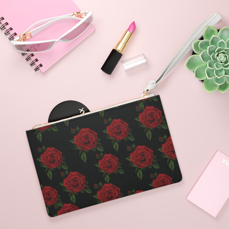 Clutch Bag with Rose Flower Design - Elegant Floral Purse for Women