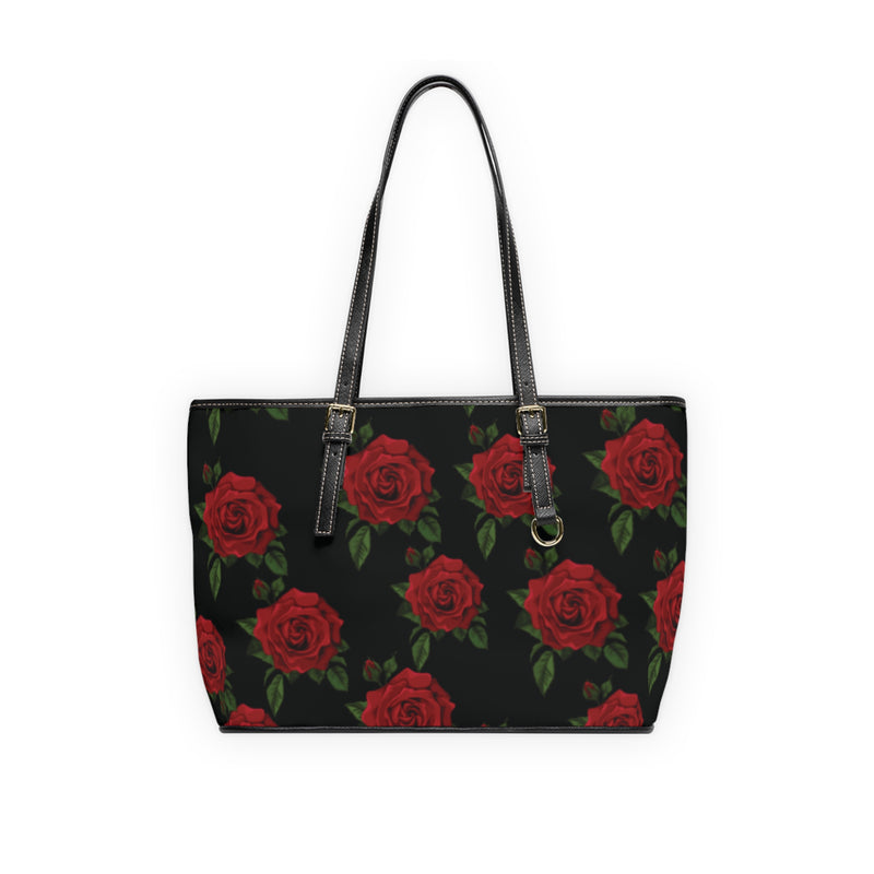 Floral PU Leather Shoulder Bag - Elegant Red Roses Design