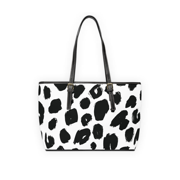 Chic PU Leather Shoulder Bag - Stylish Black and White Animal Print