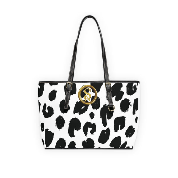Chic PU Leather Shoulder Bag - Stylish Black and White Animal Print