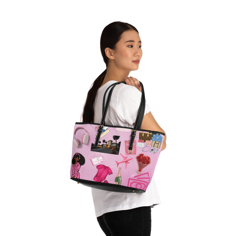 Chic PU Leather Shoulder Bag - Stylish Pink Tote for Fashion Lovers