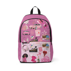 Trendy Pink Unisex Fabric Backpack - Fashion & Fun Design for Everyday Use