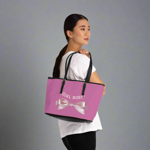 Shoulder Bag - Pink Bowtie Girl Boss Logo with 'I'm Too Pretty' Design